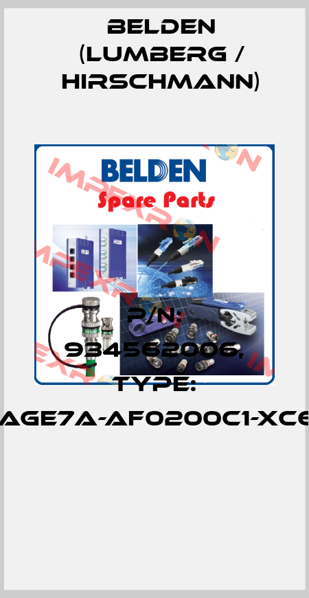 P/N: 934562006, Type: GAN-DAGE7A-AF0200C1-XC607-AD  Belden (Lumberg / Hirschmann)
