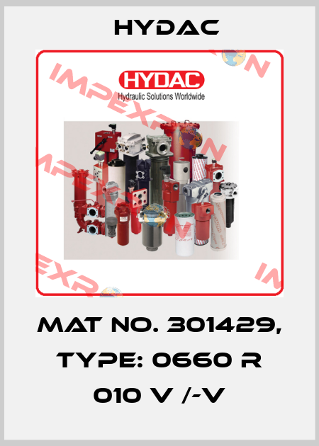 Mat No. 301429, Type: 0660 R 010 V /-V Hydac