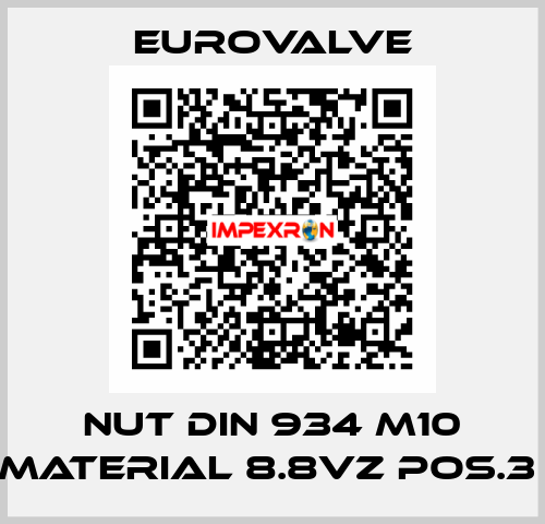 NUT DIN 934 M10 MATERIAL 8.8VZ POS.3  Eurovalve
