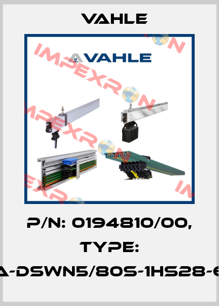 P/n: 0194810/00, Type: SA-DSWN5/80S-1HS28-60 Vahle