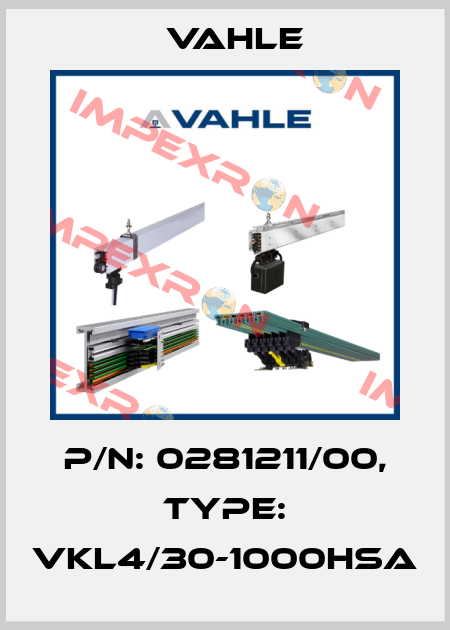 P/n: 0281211/00, Type: VKL4/30-1000HSA Vahle