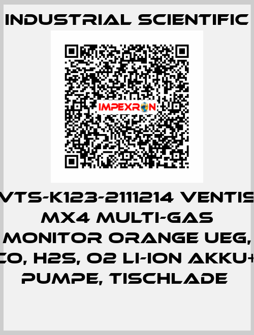 VTS-K123-2111214 VENTIS MX4 MULTI-GAS MONITOR ORANGE UEG, CO, H2S, O2 LI-ION AKKU+, PUMPE, TISCHLADE  Industrial Scientific