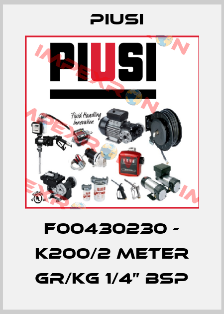 F00430230 - K200/2 METER GR/KG 1/4” BSP Piusi