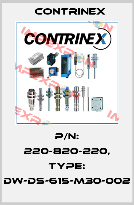 p/n: 220-820-220, Type: DW-DS-615-M30-002 Contrinex