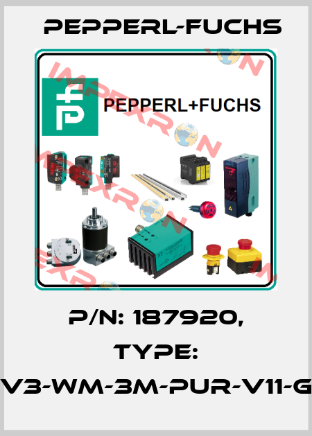 p/n: 187920, Type: V3-WM-3M-PUR-V11-G Pepperl-Fuchs