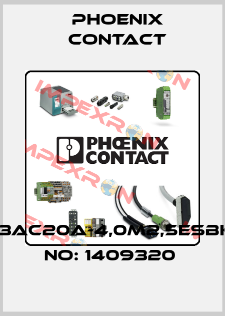 EV-T2M3C-3AC20A-4,0M2,5ESBK00-ORDER NO: 1409320  Phoenix Contact