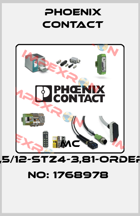 MC 1,5/12-STZ4-3,81-ORDER NO: 1768978  Phoenix Contact